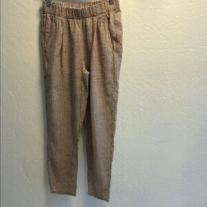 Eileen Fisher Brown & White Checked Pants w/Pockets